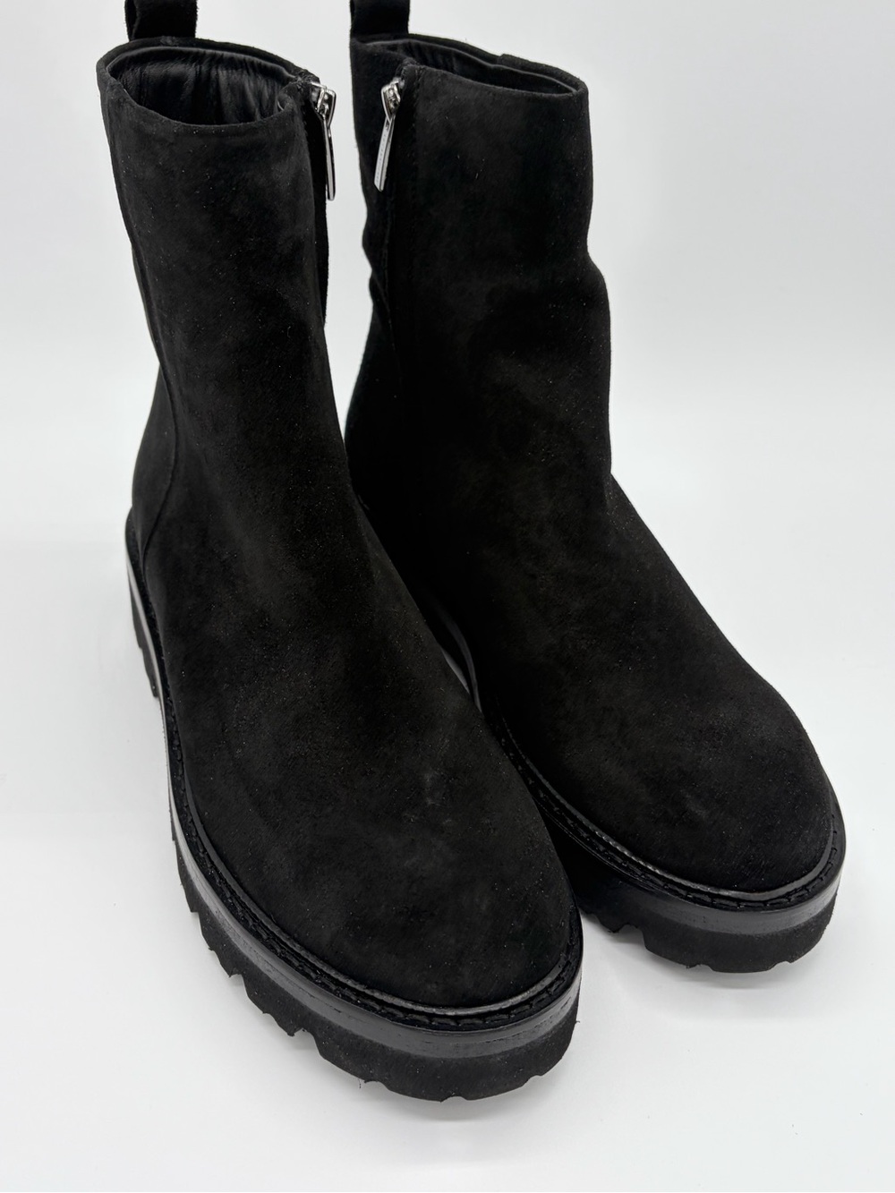 La CANADIENNE Black Suede Platform Ankle Boots Size 6